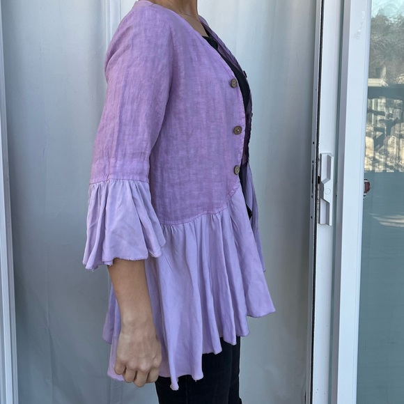 Grey Violet made in Italy Linen women’s cardigan top - Picture 2 of 13